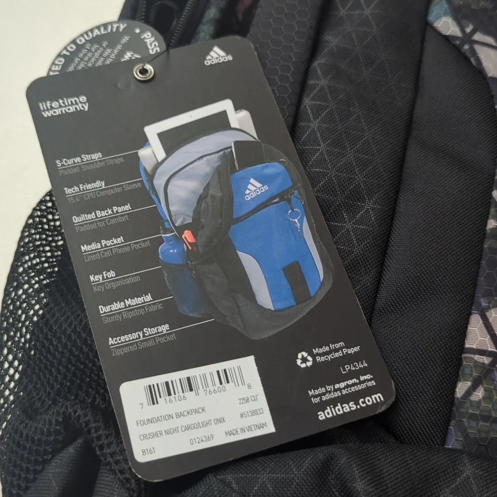 Adidas Camo Load Foundation Backpack With Laptop Sleeve NWT